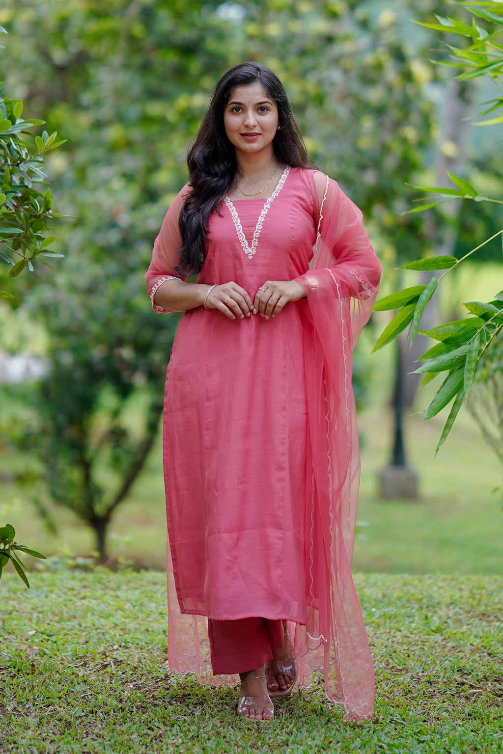 Blush Pink Mul Chanderi Set
