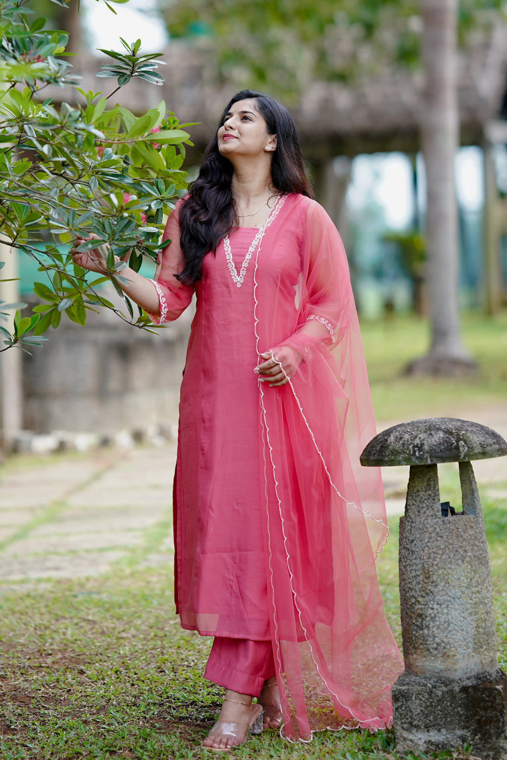 Blush Pink Mul Chanderi Set