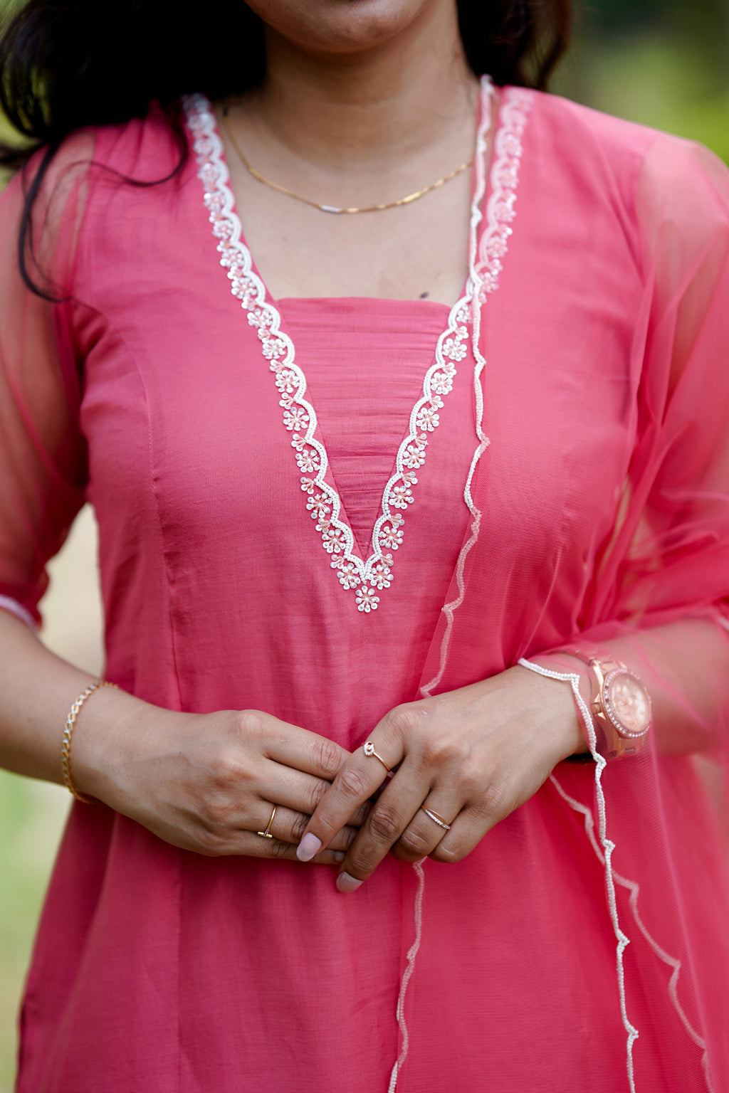 Blush Pink Mul Chanderi Set