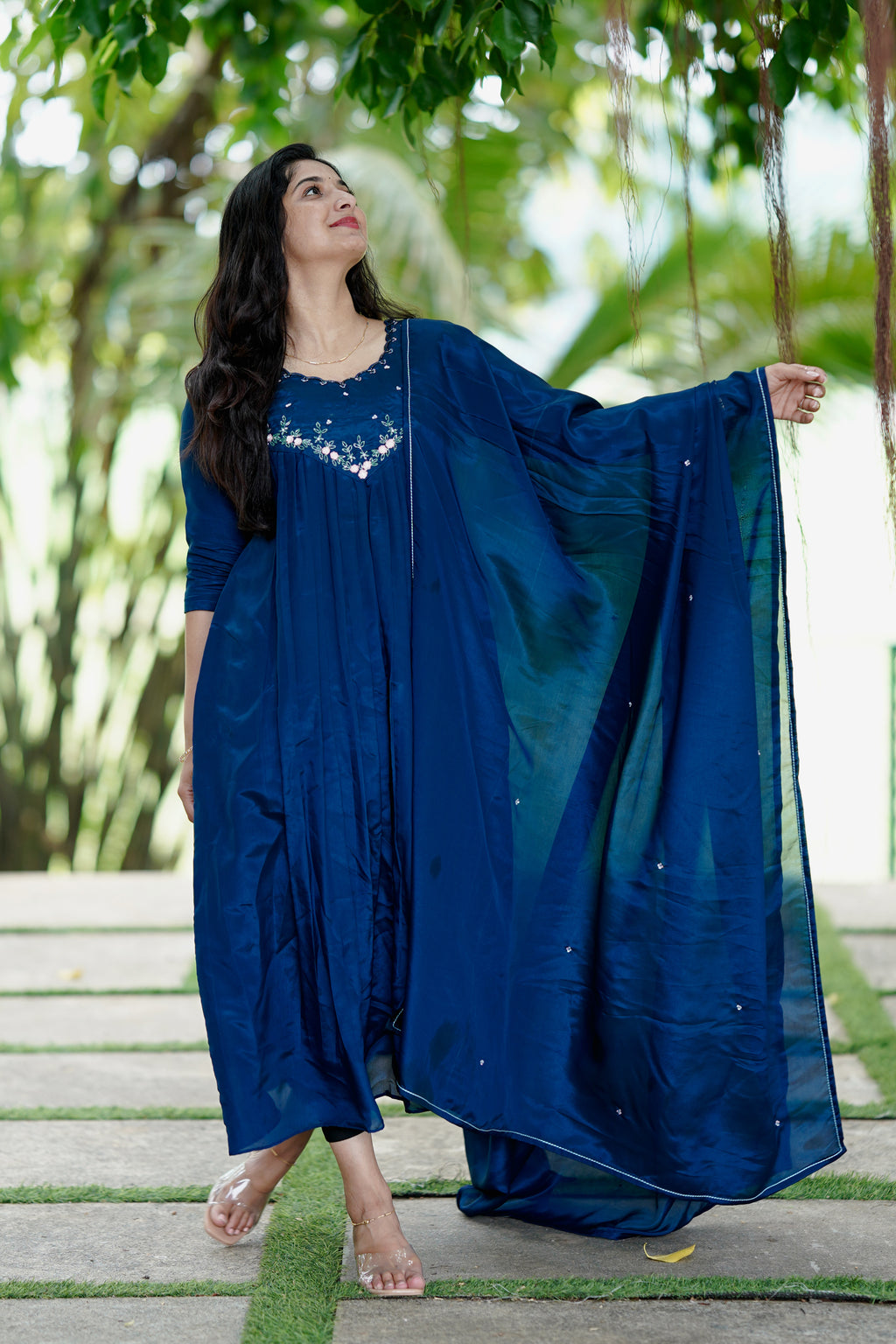 Sapphire Crepe Silk Set