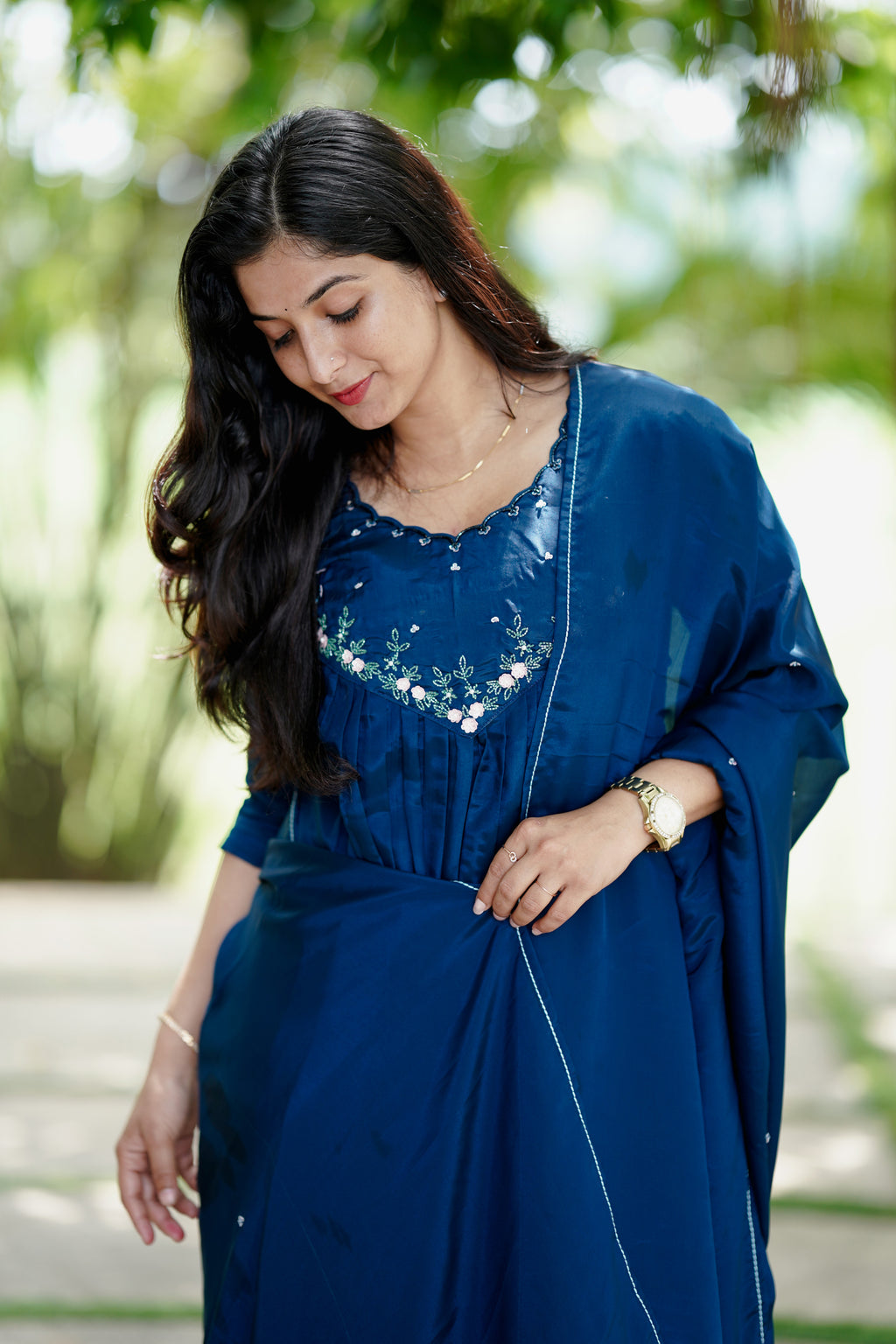 Sapphire Crepe Silk Set