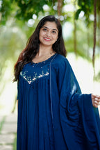 Sapphire Crepe Silk Set