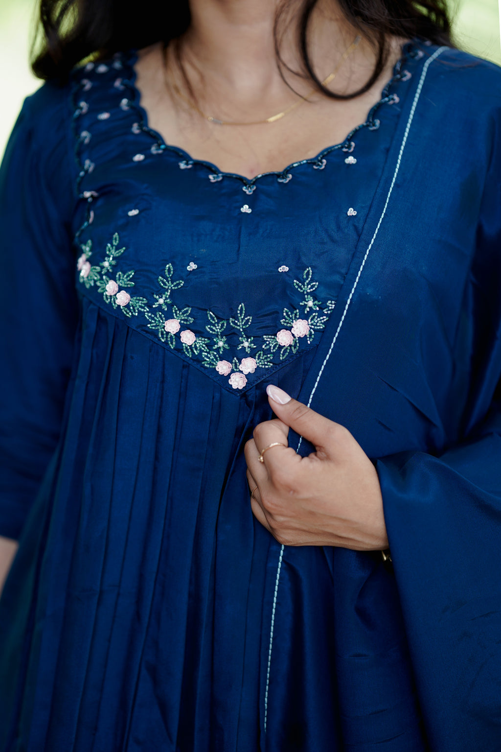 Sapphire Crepe Silk Set