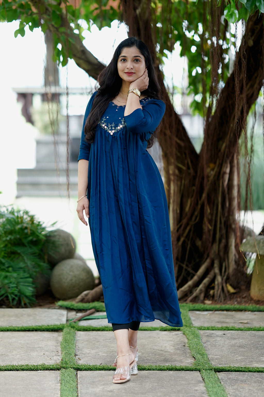 Sapphire Crepe Silk Set