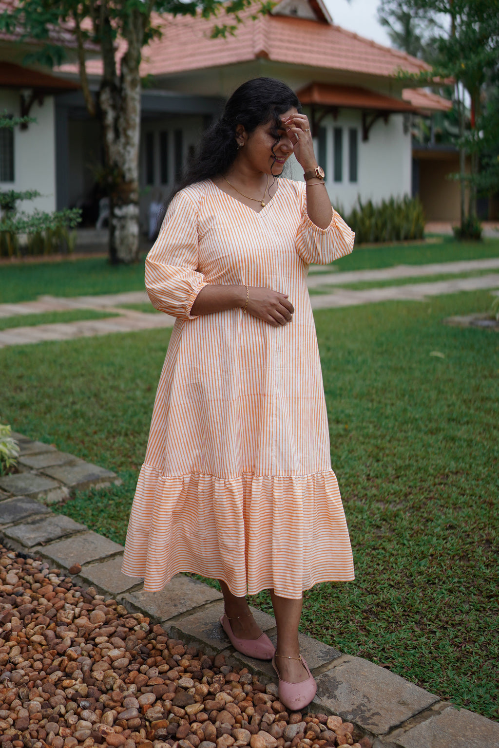 Peach Striped Dress