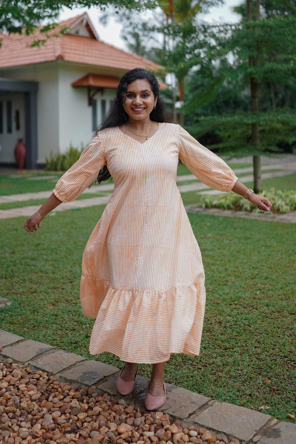 Peach Striped Dress