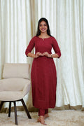 Maroon Kurta Set