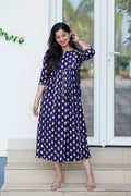 Indigo Petal Block Print Dress