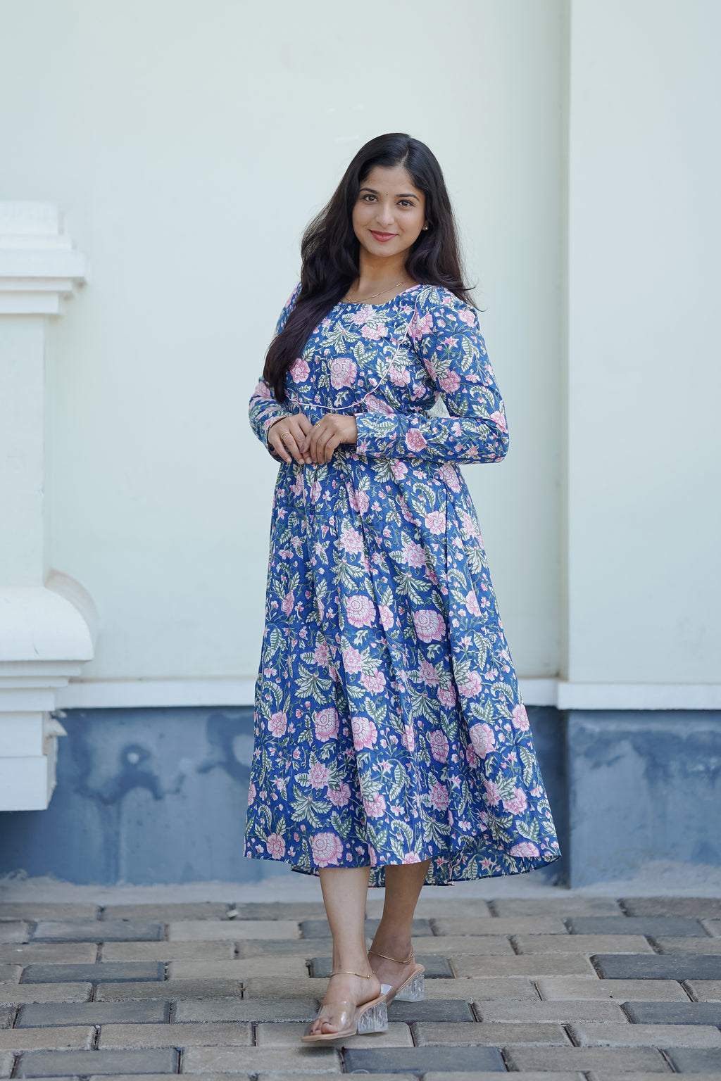 Indigo Block Print Dress