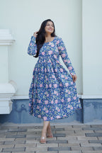 Indigo Block Print Dress