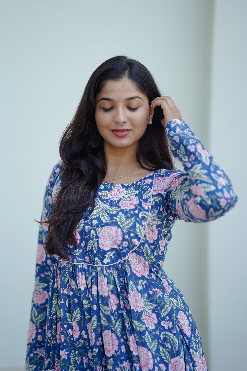 Indigo Block Print Dress