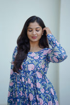 Indigo Block Print Dress