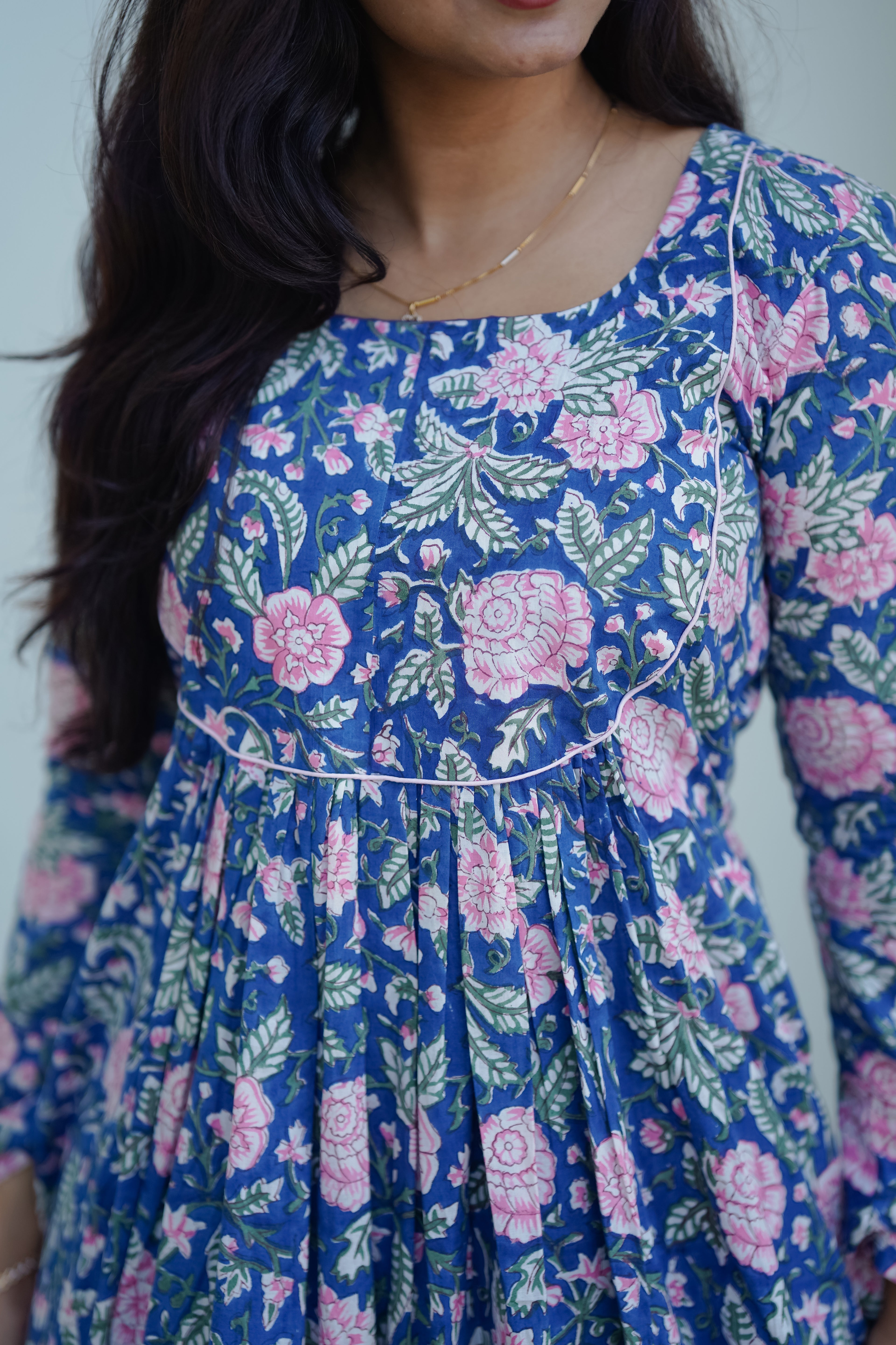 Indigo Block Print Dress
